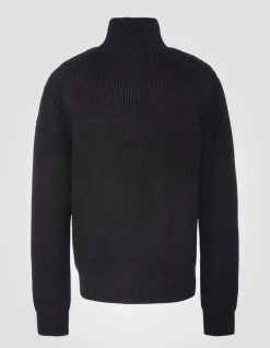Gilet noir en maille côtelée - NOIR