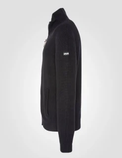 Gilet noir en maille côtelée - NOIR