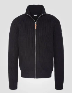 Gilet noir en maille côtelée - NOIR