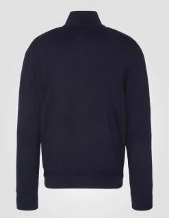 Gilet zippé bleu marine en maille fine - MARINE