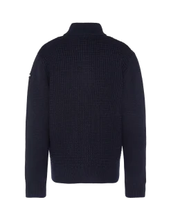 Gilet zippé bleu marine, maille fantaisie - MARINE