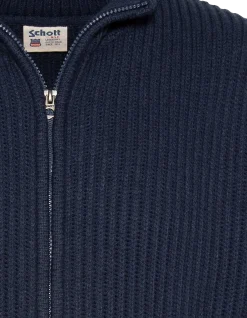 Gilet zippé bleu marine, maille côtelé - MARINE