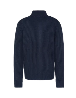 Gilet zippé bleu marine, maille côtelé - MARINE