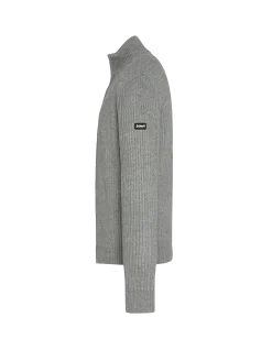Gilet zippé gris chiné, maille côtelé - GRIS CHINÉ