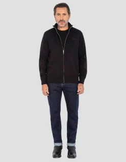 Gilet zippé noir en maille fine - NOIR