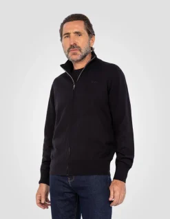 Gilet zippé noir en maille fine - NOIR