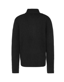 Gilet zippé noir, maille côtelé - NOIR