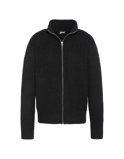 Gilet zippé noir, maille fantaisie - NOIR