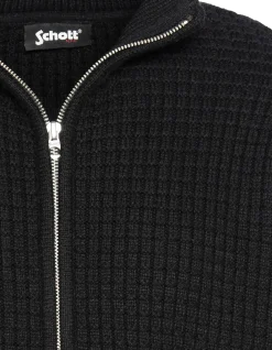 Gilet zippé noir, maille fantaisie - NOIR