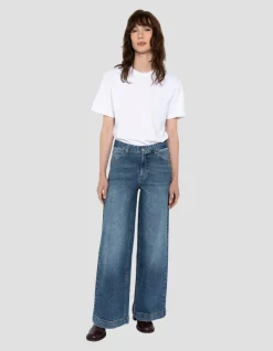 Jean droit bleu jambes larges - BLEU MOYEN