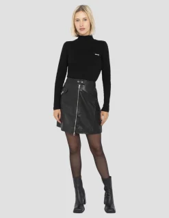 Jupe noire en cuir inspiration Perfecto® - NOIR