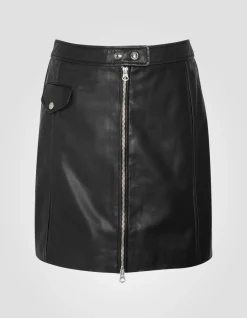 Jupe noire en cuir inspiration Perfecto® - NOIR