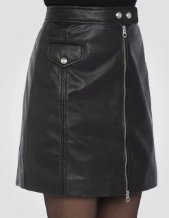 Jupe noire en cuir inspiration Perfecto® - NOIR