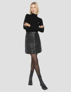 Jupe noire en cuir inspiration Perfecto® - NOIR