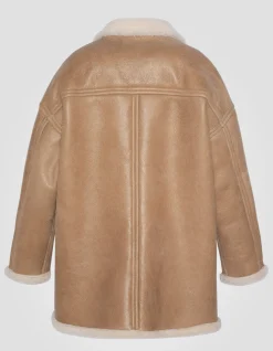 Manteau long sable réversible, mouton double face - SABLE
