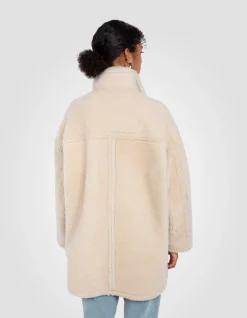 Manteau long sable réversible, mouton double face - SABLE