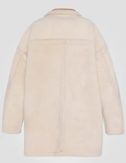 Manteau long sable réversible, mouton double face, grande taille - SABLE