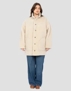 Manteau long sable réversible, mouton double face, grande taille - SABLE