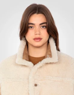 Manteau long sable réversible, mouton double face, grande taille - SABLE