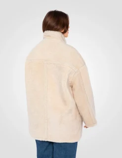Manteau long sable réversible, mouton double face, grande taille - SABLE