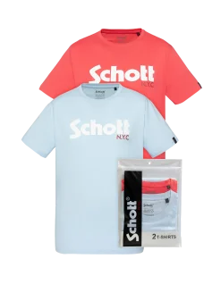 Pack de 2 t-shirts logo bleu ciel et corail - BLEU CIEL/CORAIL