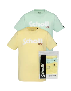 Pack de 2 t-shirts logo jaune et vert pastel - JAUNE PASTEL/VERT PASTEL