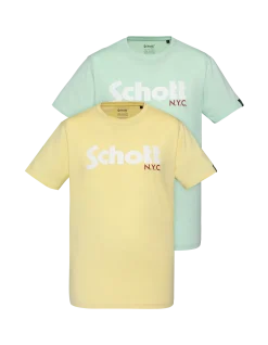 Pack de 2 t-shirts logo jaune et vert pastel - JAUNE PASTEL/VERT PASTEL