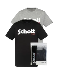 Pack de 2 t-shirts logo noir et gris chiné - NOIR/GRIS CHINÉ