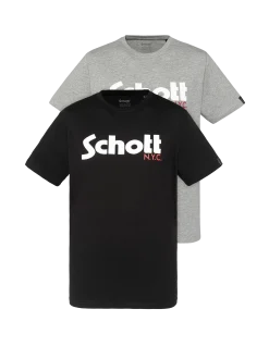 Pack de 2 t-shirts logo noir et gris chiné - NOIR/GRIS CHINÉ