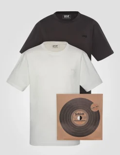 Pack de 2 t-shirts noir et blanc à col rond en coton biologique - NOIR/BLANC CASSÉ