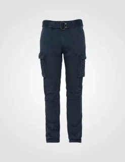 Pantalon cargo slim bleu marine multipoches - MARINE