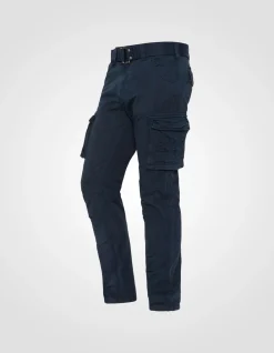 Pantalon cargo slim bleu marine multipoches - MARINE