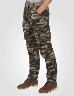 Pantalon cargo slim camouflage kaki multipoches - CAMOUFLAGE KAKI