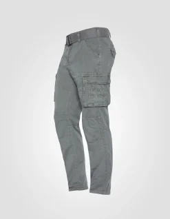 Pantalon cargo slim gris multipoches - GRIS