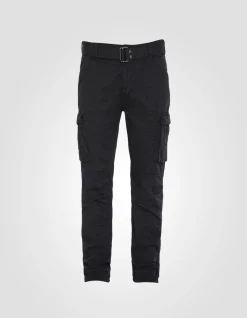Pantalon cargo slim noir multipoches - NOIR