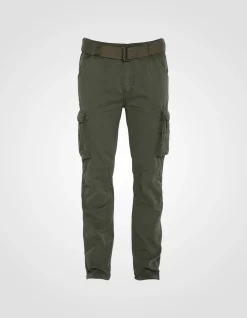 Pantalon cargo slim olive multipoches - OLIVE