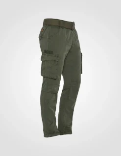 Pantalon cargo slim olive multipoches - OLIVE