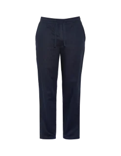 Pantalon en lin mélangé bleu marine - MARINE
