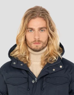 Parka bleu marine multipoches à capuche - MARINE