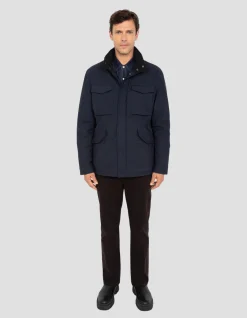 Parka bleu marine multipoches à capuche - MARINE