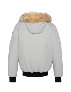 Parka courte gris acier à capuche avec fausse fourrure - GRIS ACIER