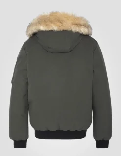 Parka courte kaki à capuche avec fausse fourrure - KAKI