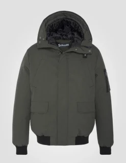 Parka courte kaki à capuche avec fausse fourrure - KAKI