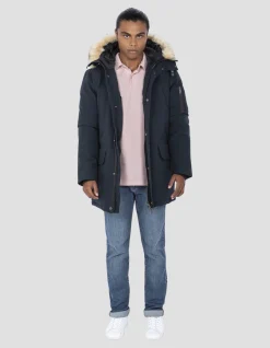 Parka d'hiver bleu marine à capuche - MARINE