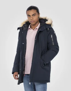 Parka d'hiver bleu marine à capuche - MARINE