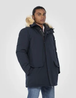Parka d'hiver bleu marine à capuche - MARINE