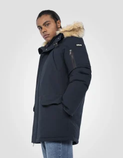 Parka d'hiver bleu marine à capuche - MARINE