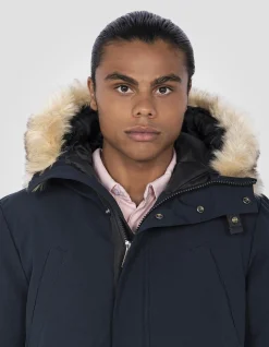 Parka d'hiver bleu marine à capuche - MARINE