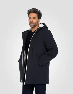 Parka longue bleu marine doublée sherpa - MARINE