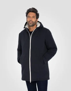 Parka longue bleu marine doublée sherpa - MARINE